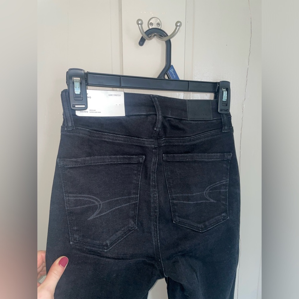 American Eagle Outfitters High Rise Skinny Stretchy Black Jeans Gothic Punk NWT - Picture 10 of 11